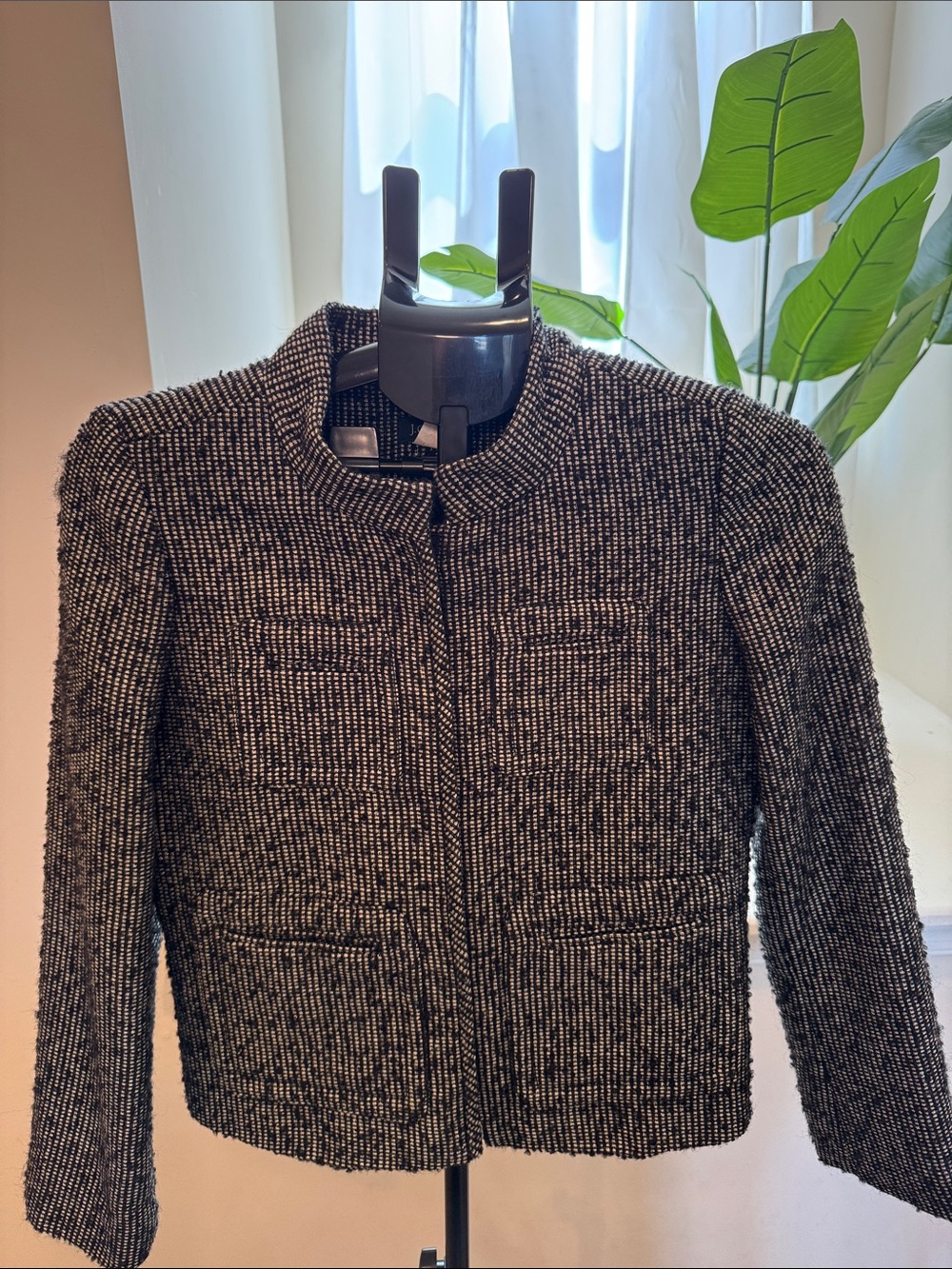 J. Crew Factory Women's Black & White Collarless Jacket